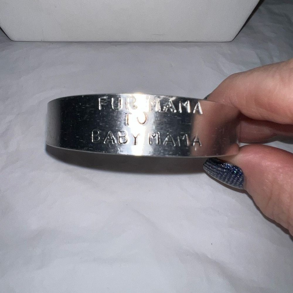 Silver Tone “Fur Mama to Baby Mama” Cuff Bracelet